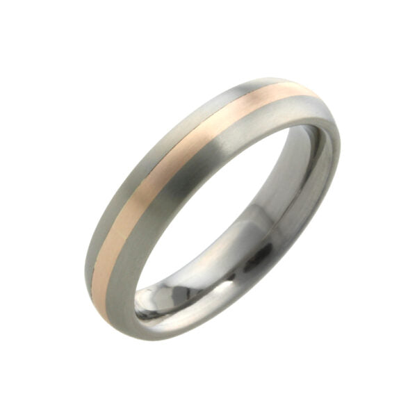 Titanium Narrow 9ct Rose Gold Inlay Wedding Ring