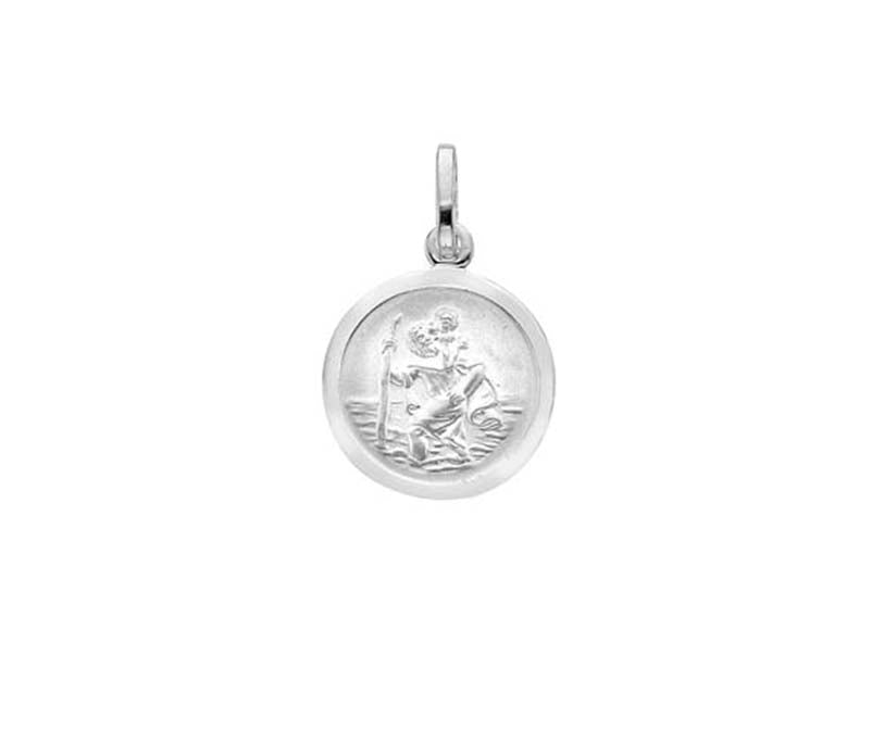 Sterling Silver 13mm Round St. Christopher Pendant