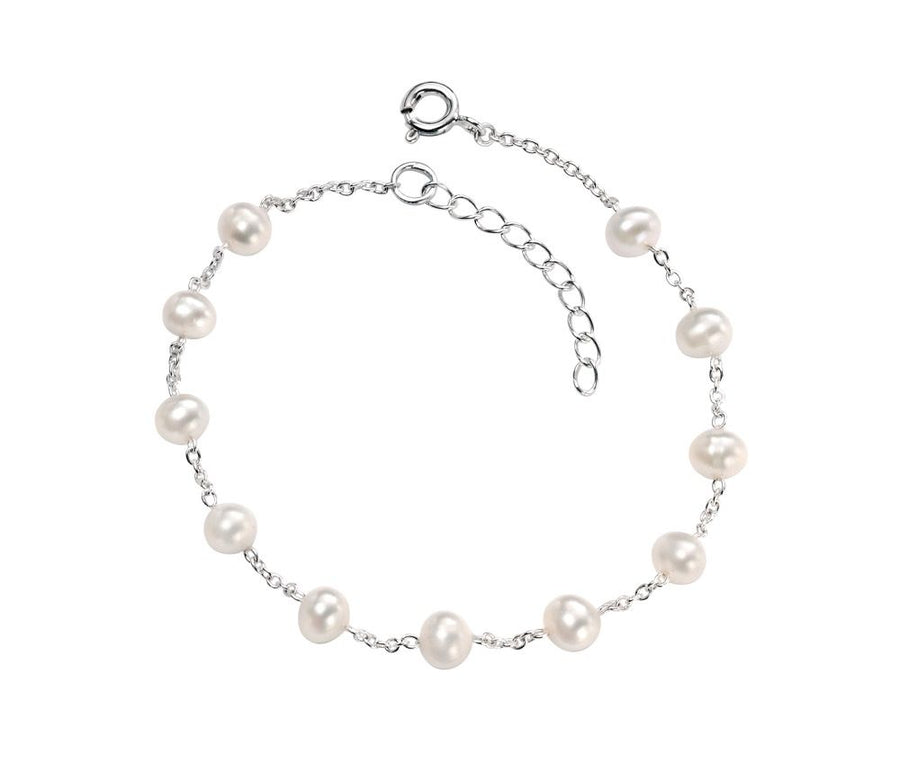Sterling Silver Freshwater Pearl & Link Bracelet