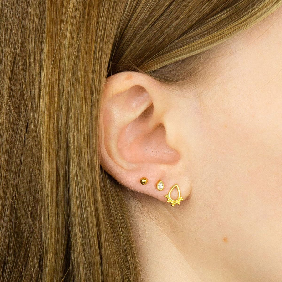 Gold Plated CZ Teardrop Mini Stud Earrings