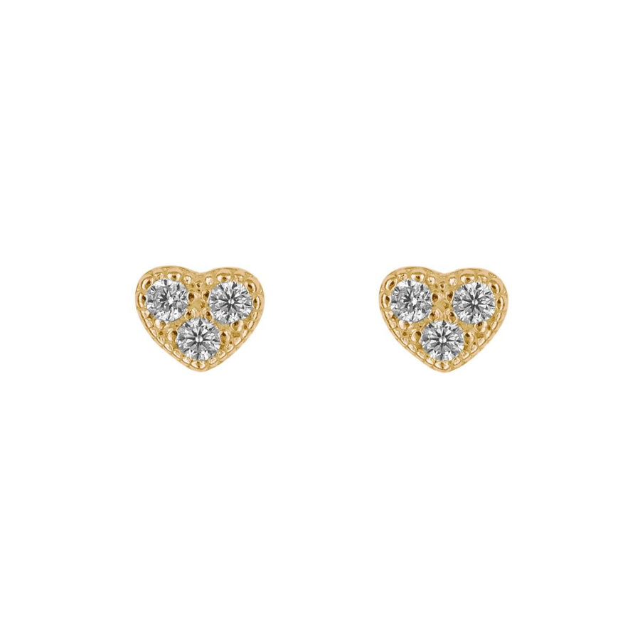 Gold Plated Heart CZ Stud Earrings