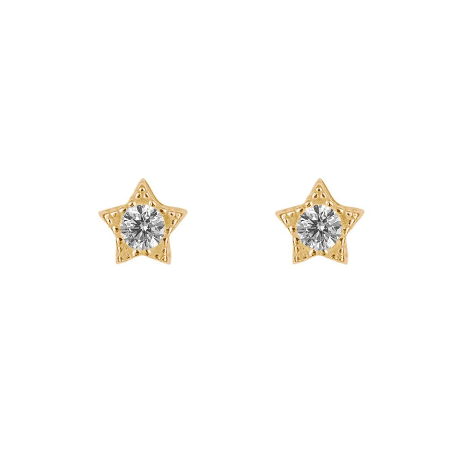 Gold Plated Mini CZ Star Stud Earrings