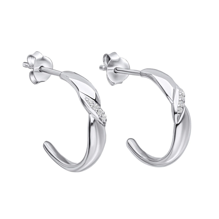 Sterling Silver CZ Twisted 3/4 Hoop Earrings