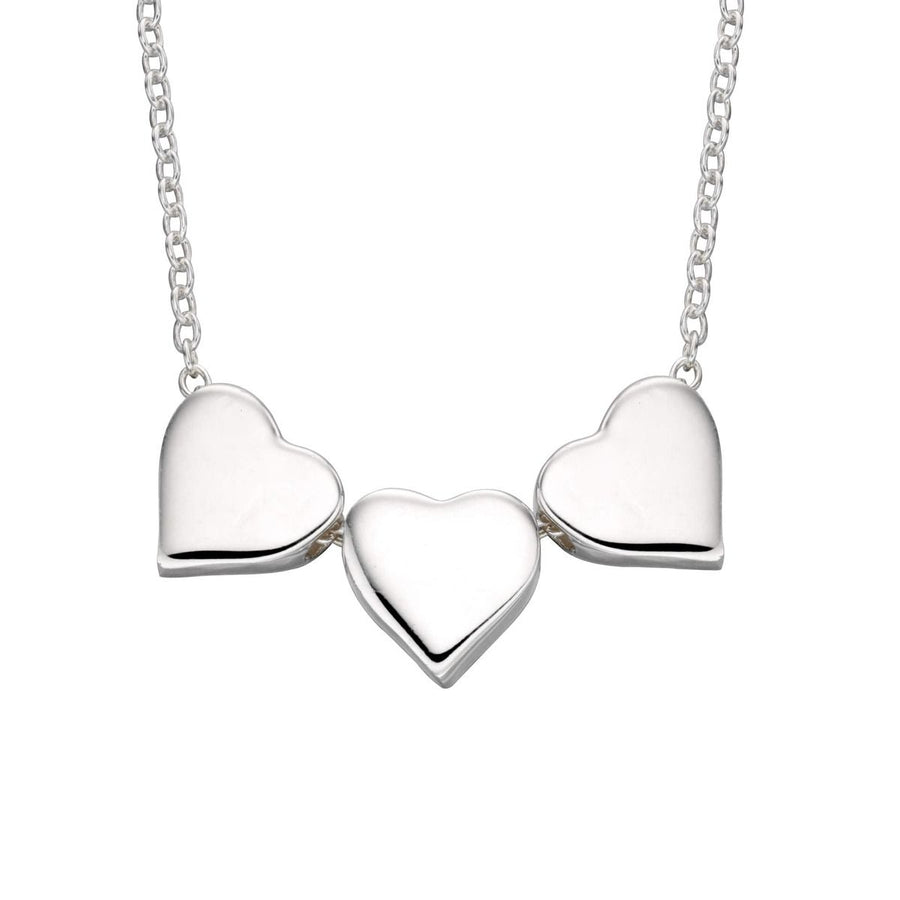 Sterling Silver Engravable Triple Heart Necklace