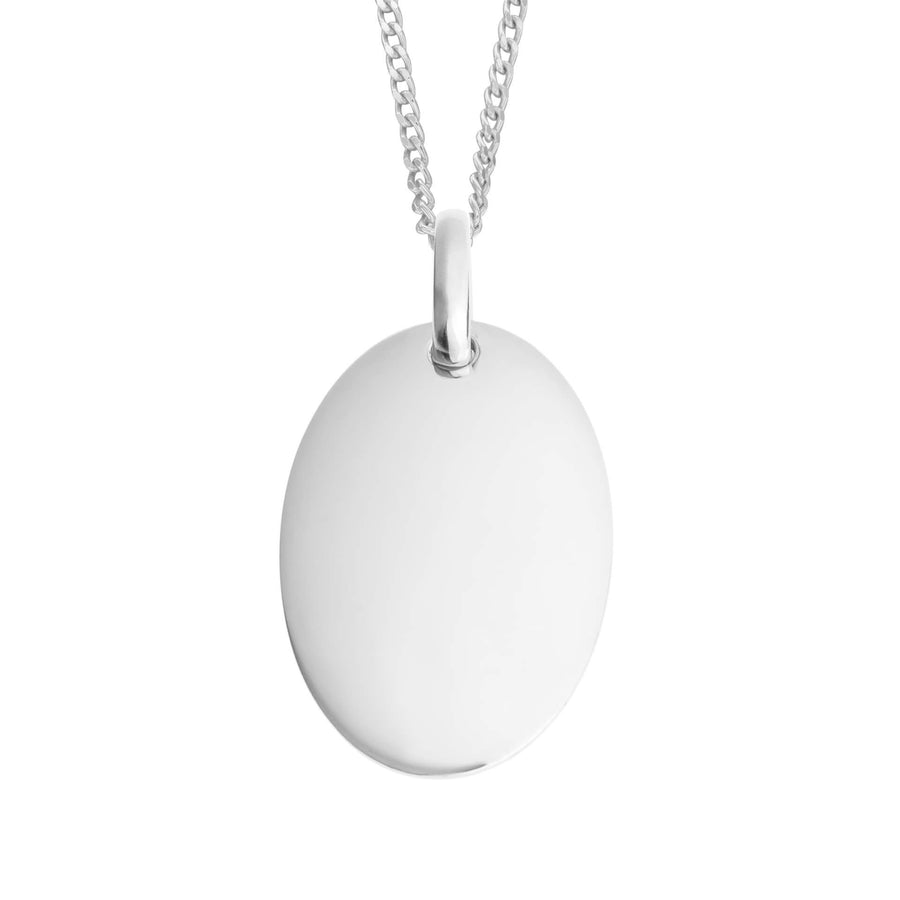 Sterling Silver Engravable Oval Tag & Chain
