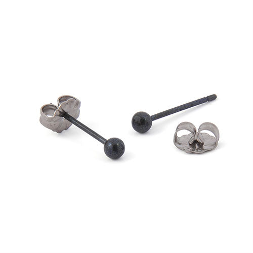 Titanium Black 3mm Bead Stud Earrings