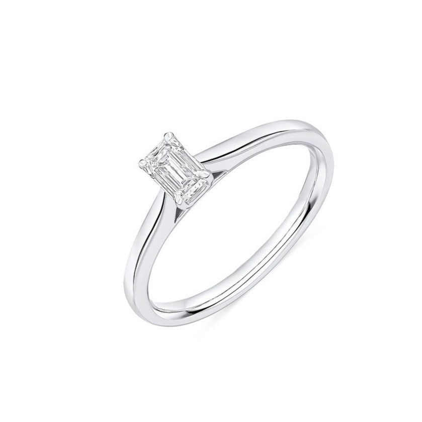 Platinum 0.40 Carat Emerald Cut Diamond Solitaire Ring