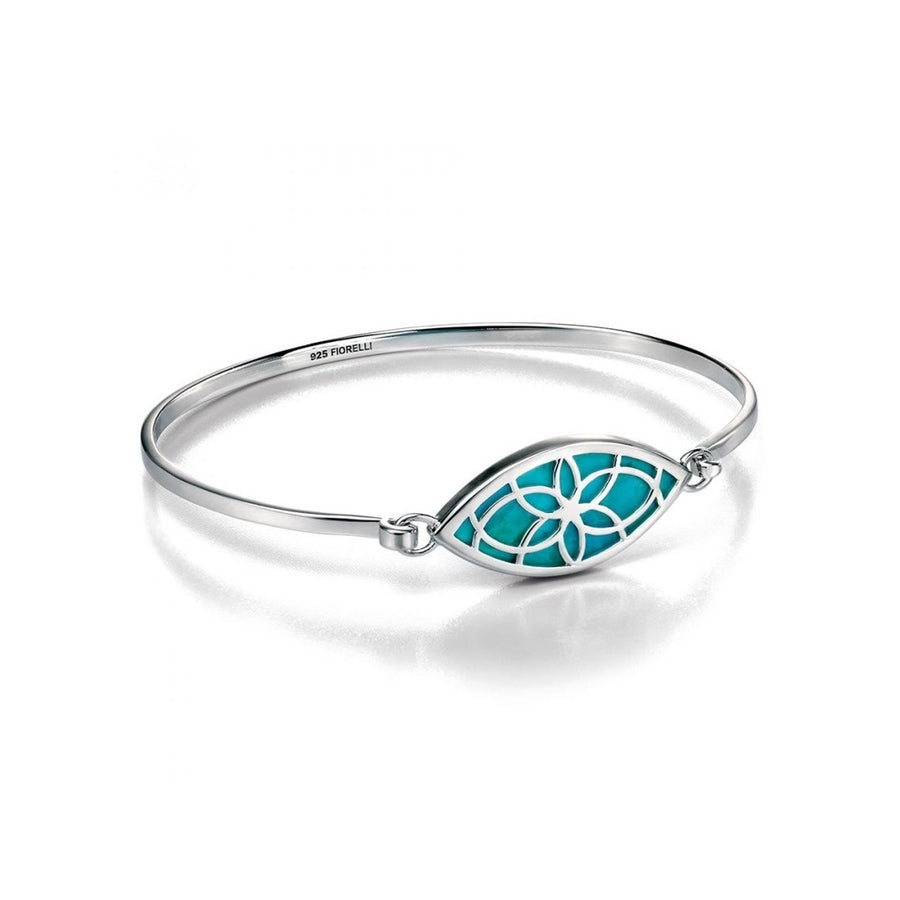 Fiorelli Sterling Silver Turquoise Cut Out Hinged Bangle