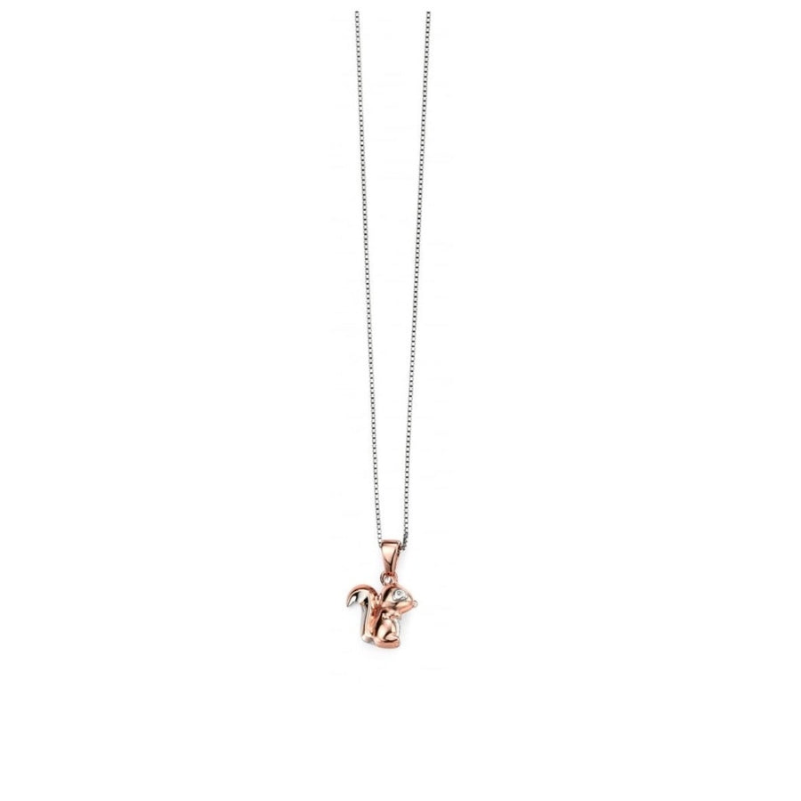 D For Diamond Sterling Silver & Rose Gold Squirrel Pendant