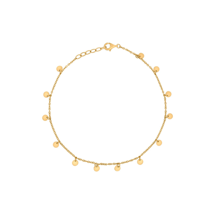 Gold Plated Multi-Disk Drop Anklet Chain