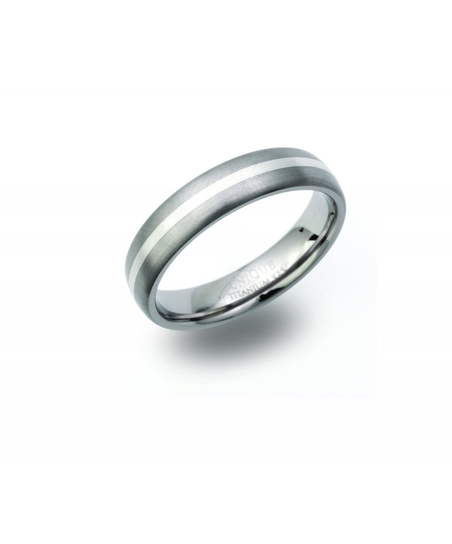 Unique Titanium 5mm Silver Inlay Ring