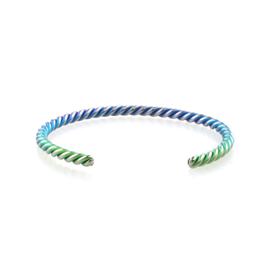 Titanium Green Twisted Wire Cuff Bangle