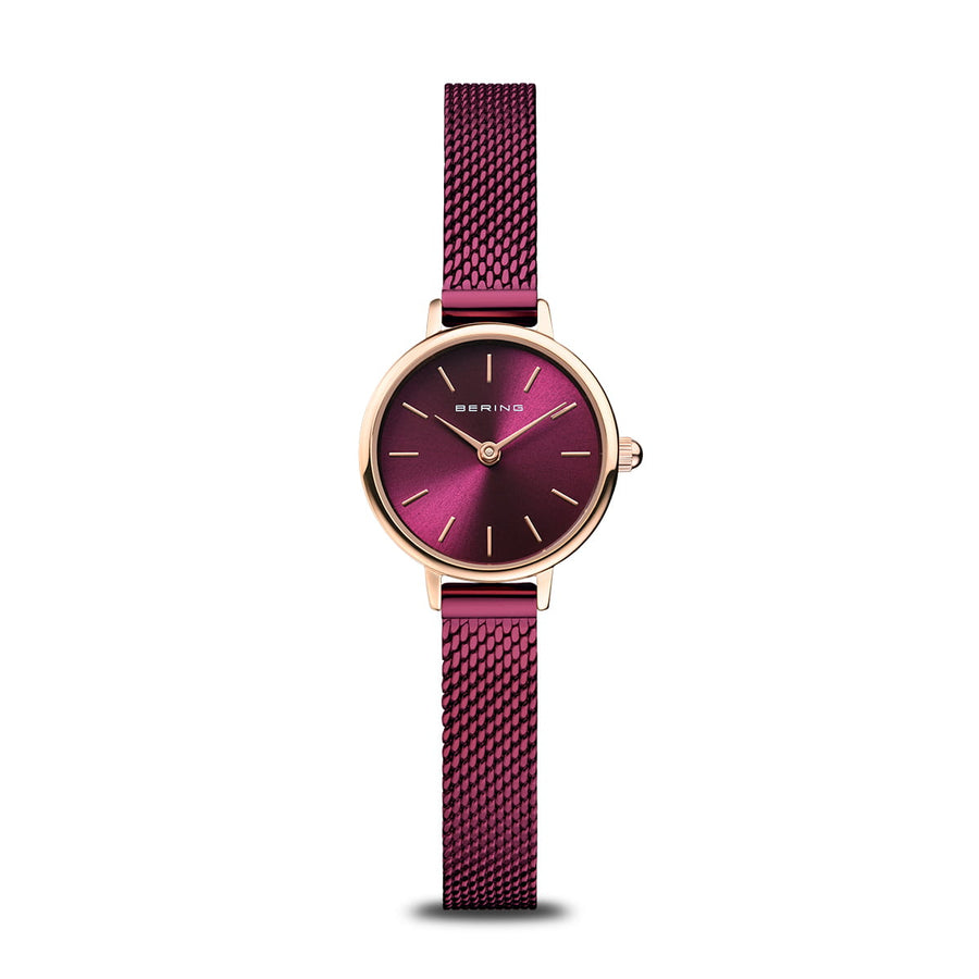 Bering Classic Small Rose Gold & Purple Stainless Steel Ladies Watch