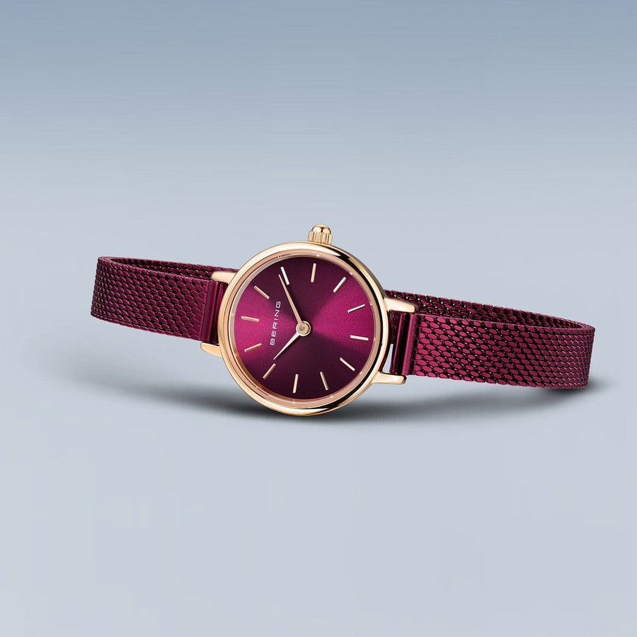 Bering Classic Small Rose Gold & Purple Stainless Steel Ladies Watch