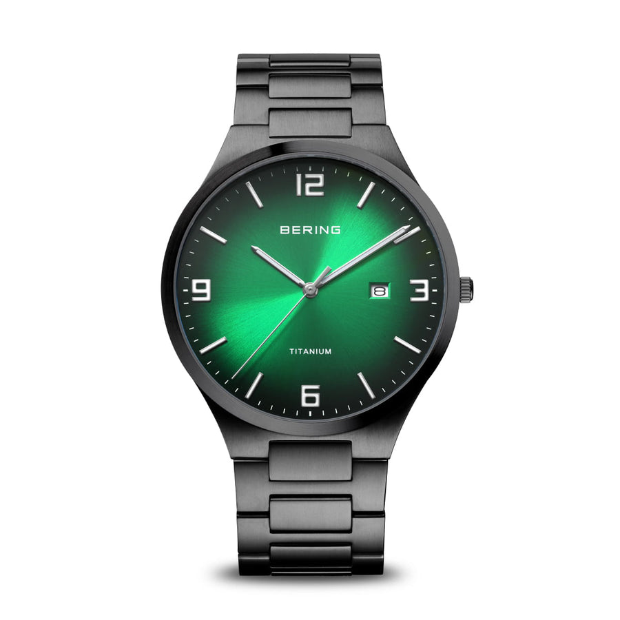 Bering Titanium Ultra Slim Gents Watch with Green Dial