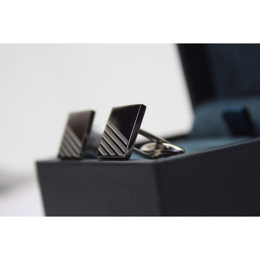 Fred Bennett Steel Cufflinks with Ribbed Lines