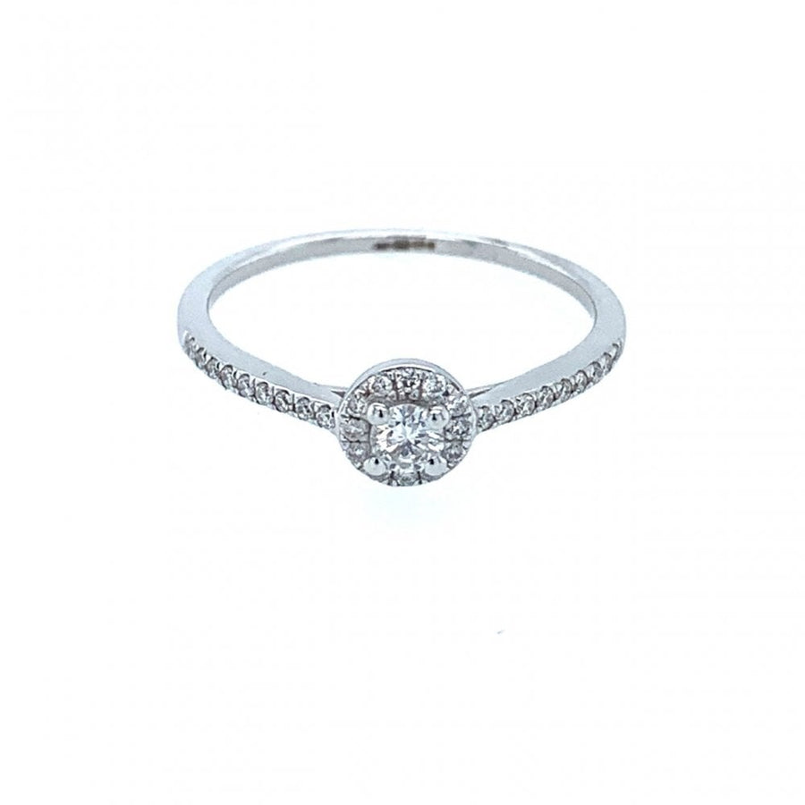 18ct White Gold 0.10ct Diamond 'Halo' Cluster Ring
