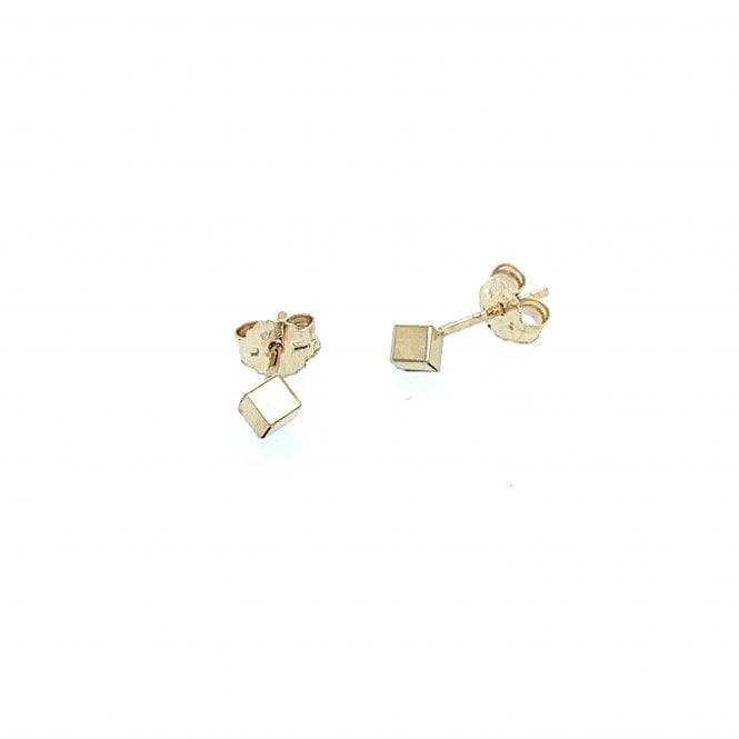 9ct Yellow Gold Small Polished Cube Stud Earrings