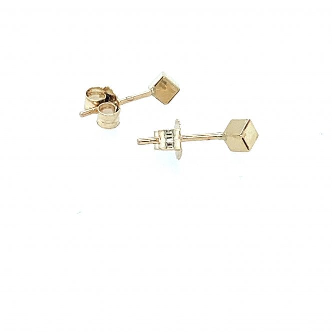 9ct Yellow Gold Small Polished Cube Stud Earrings