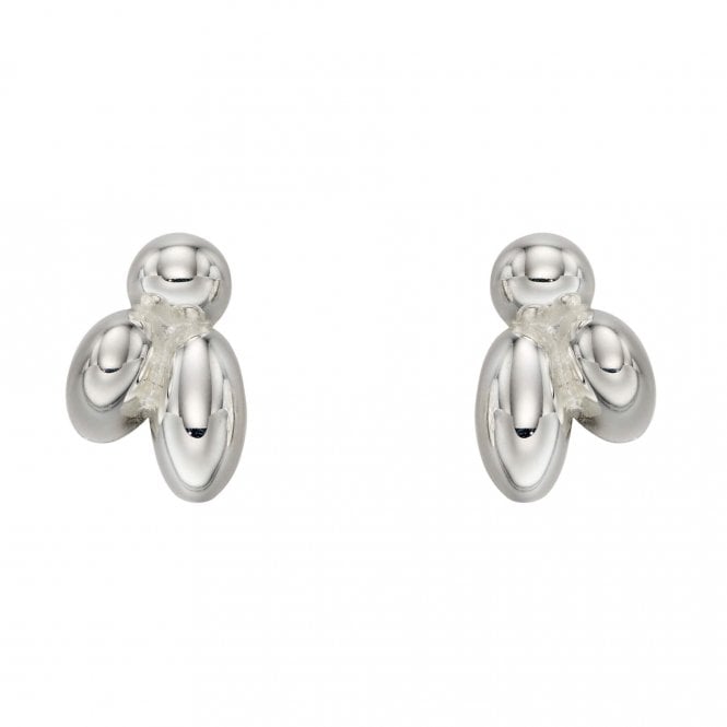 Sterling Silver Plain Cluster Stud Earrings