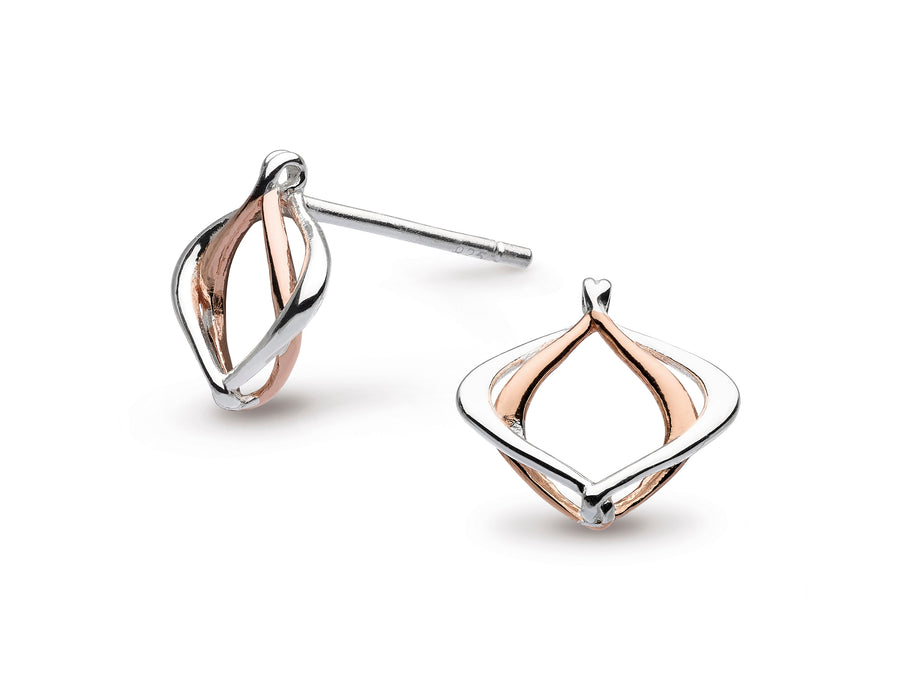 Kit Heath Sterling Silver & Rose Gold Alicia Small Stud Earrings