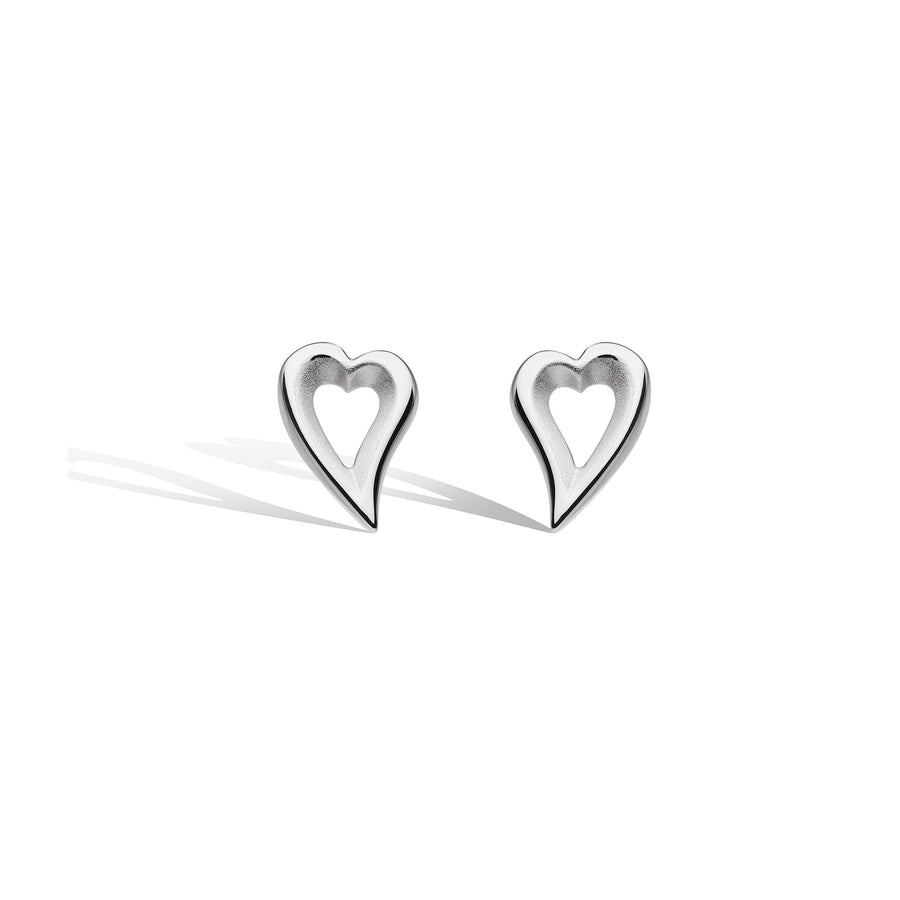 Kit Heath Sterling Silver 'Desire Love Story' Heart Stud Earrings