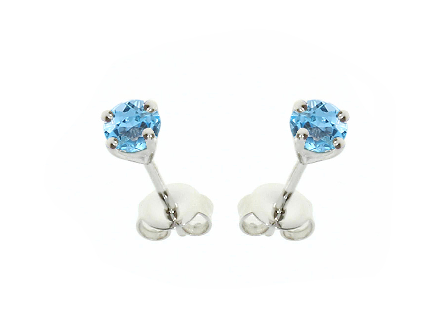 Amore Argento Blue Topaz Birthstone Stud Earrings