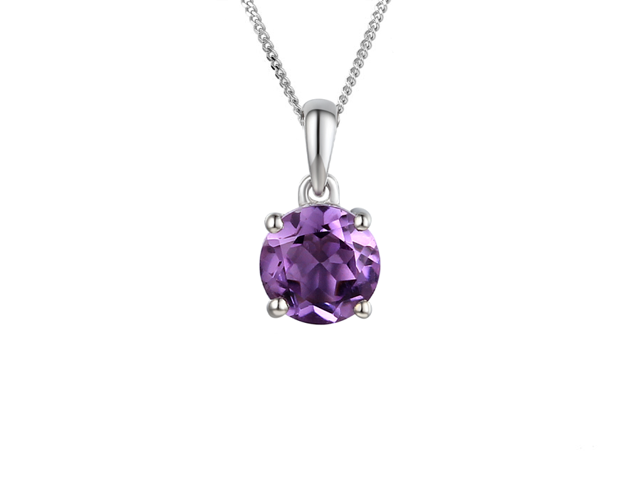 Amore Argento Sterling Silver Amethyst Round Necklace