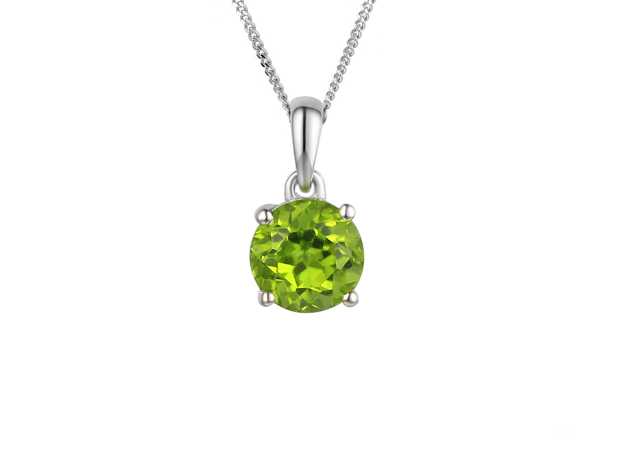 Amore Argento Sterling Silver Round Peridot Necklace
