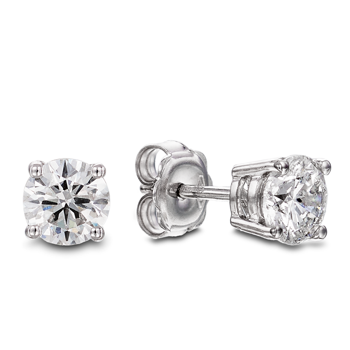 18ct White Gold Four Claw Diamond Stud Earrings