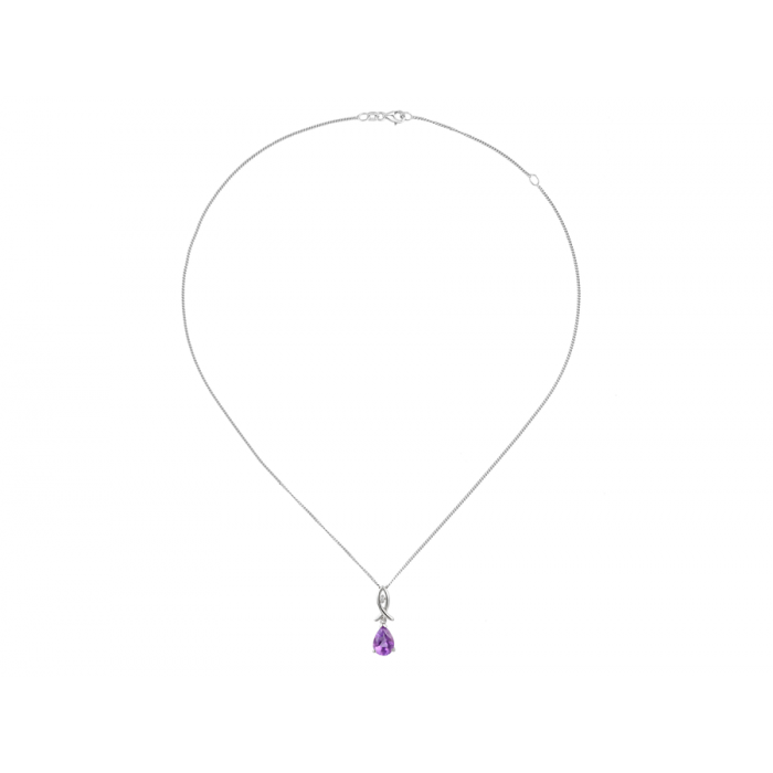 Amore Argento Sterling Silver Amethyst & CZ Drop Necklace