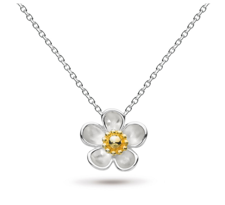 Kit Heath Sterling Silver Blossom Wood Rose Necklace