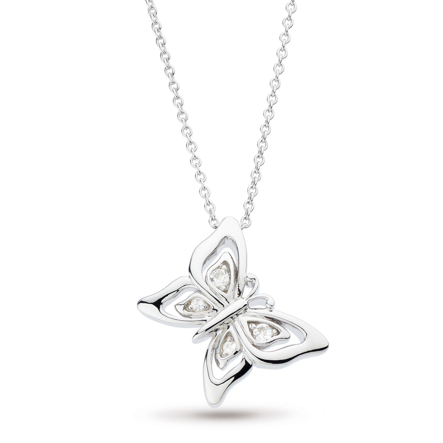Kit Heath Sterling Silver White Topaz Butterfly Necklace