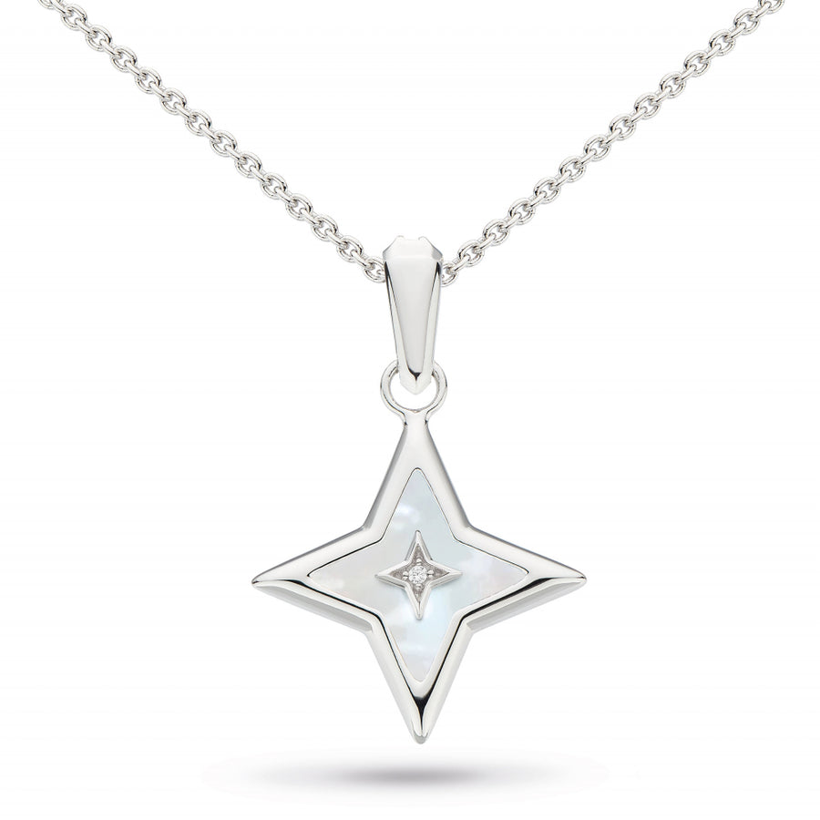 Kit Heath Sterling Silver Mother of Pearl & CZ 'Astoria' Star Necklace