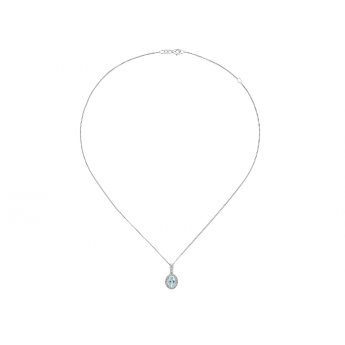 Amore Argento Sterling Silver Aquamarine and CZ Necklace