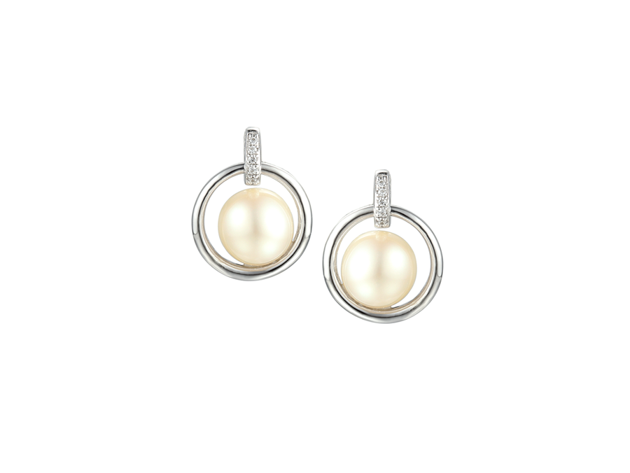 Amore Argento Sterling Silver Open Circle Pearl Drop Earrings