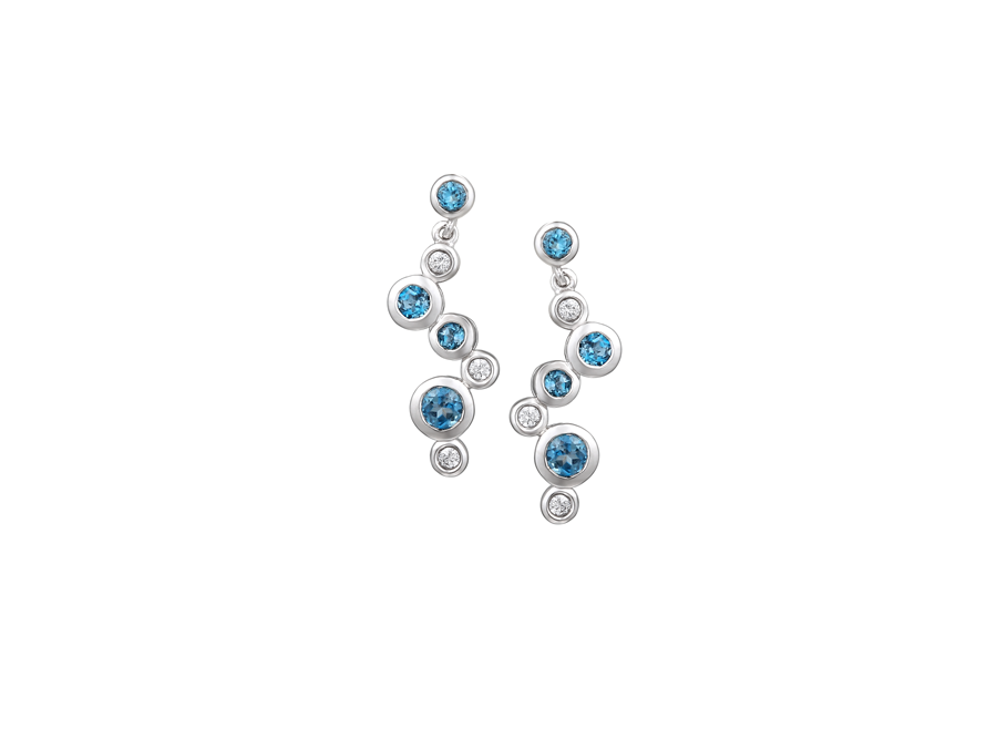 Amore Argento Sterling Silver Blue Topaz and CZ Bubble Earrings