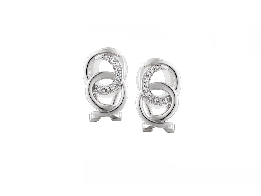 Amore Argento Sterling Silver CZ Swirl Clip-On Earrings