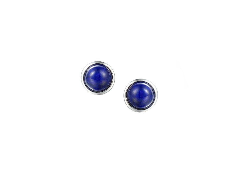 Amore Argento Sterling Silver Cabochon Lapis Stud Earrings