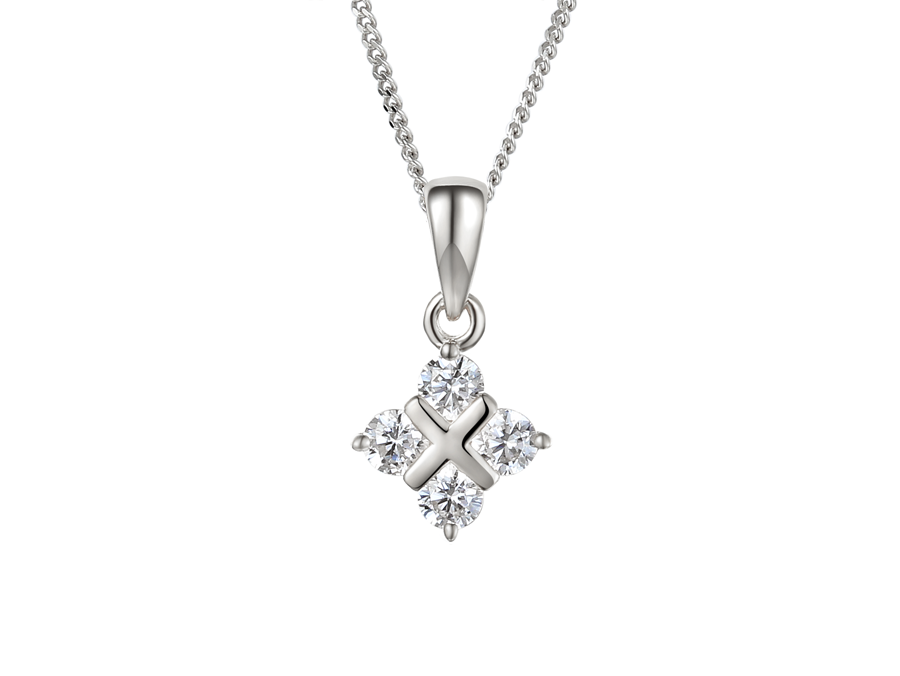 Amore Argento Sterling Silver CZ Cross Pendant & Chain