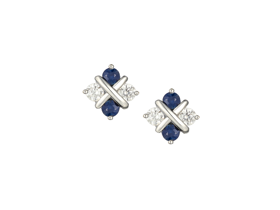 Amore Argento Sterling Silver Sapphire and CZ Stud Earrings