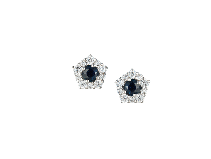 Amore Argento Sterling Silver Sapphire and CZ Cluster Stud Earrings