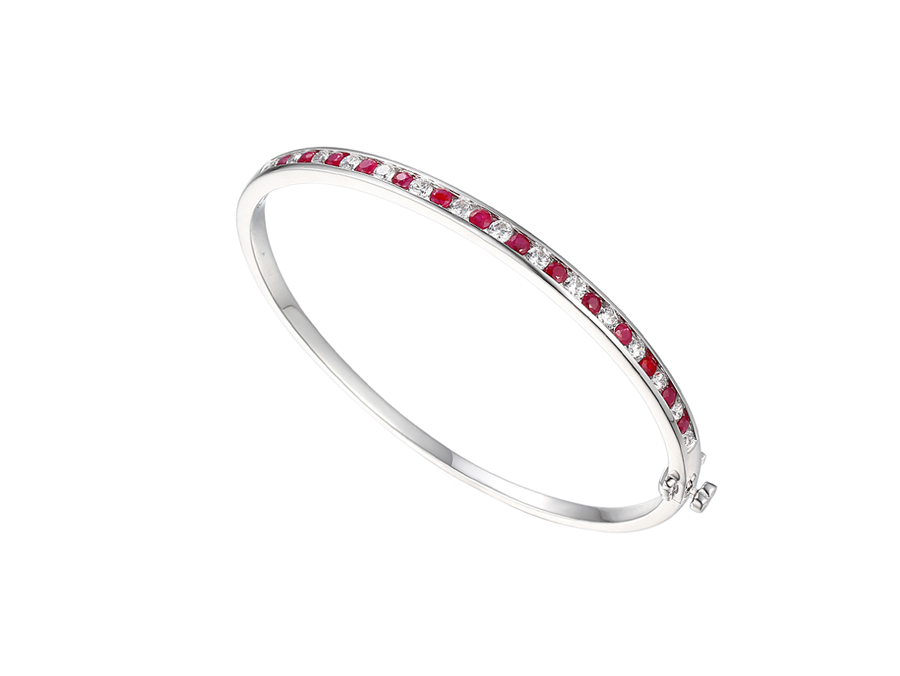 Amore Argento Sterling Silver Ruby & CZ Bangle