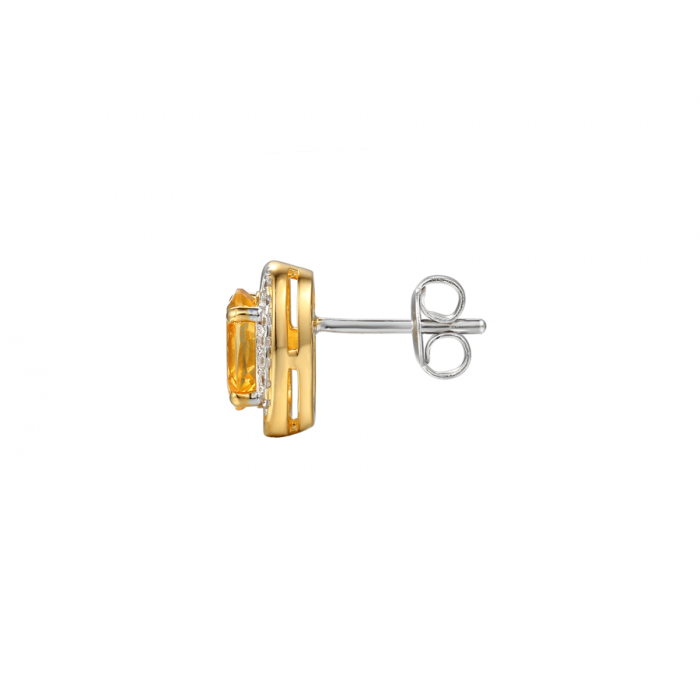 Amore Argento Gold Plated Citrine and CZ Stud Earrings