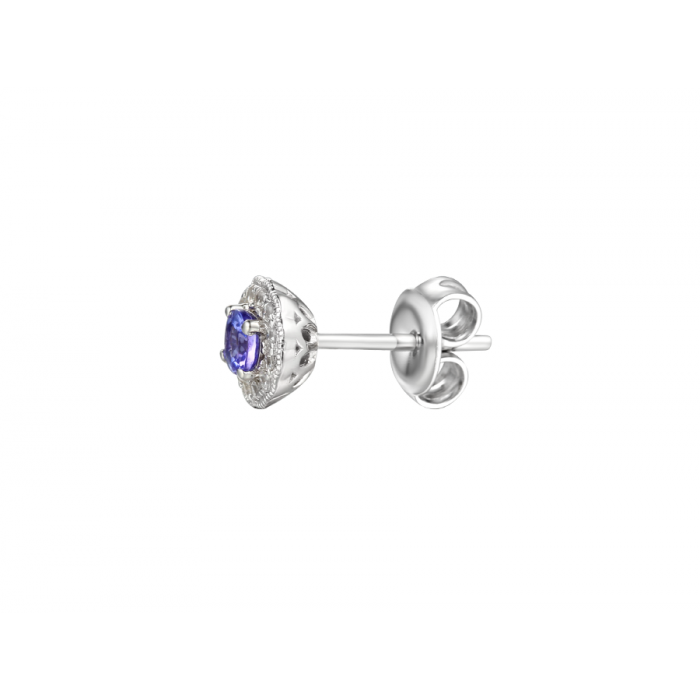 Amore Argento Sterling Silver Tanzanite and CZ Stud Earrings