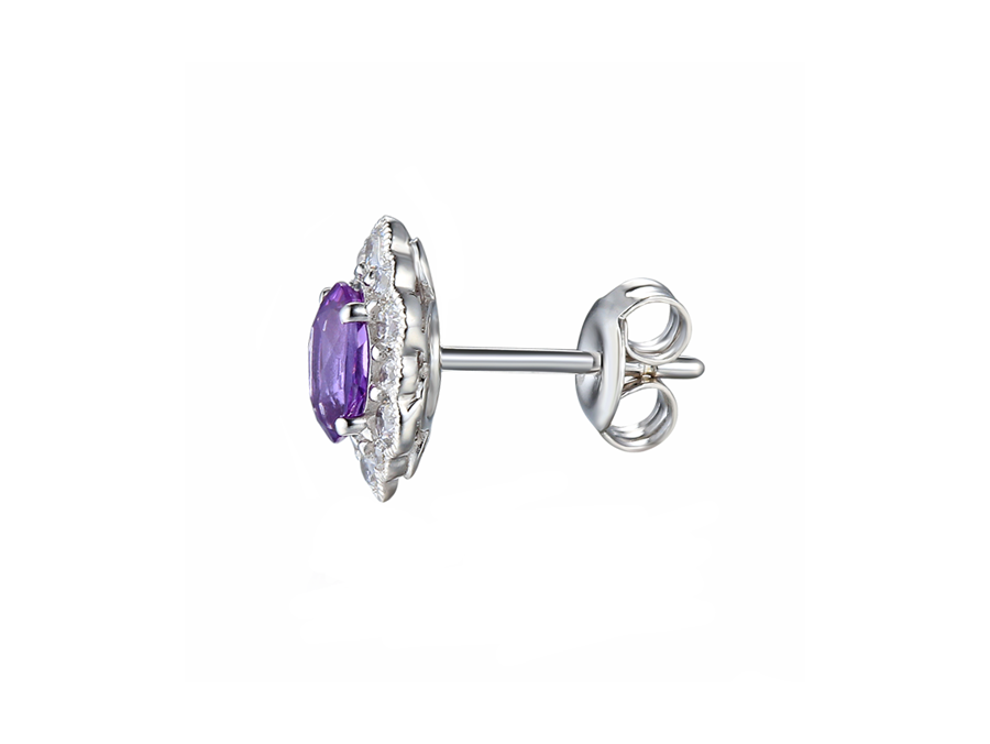 Amore Argento Sterling Silver Amethyst & CZ Cluster Earrings