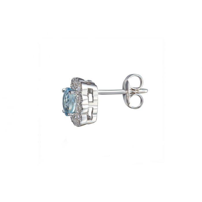 Amore Argento Sterling Silver Aquamarine & CZ Cluster Stud Earrings