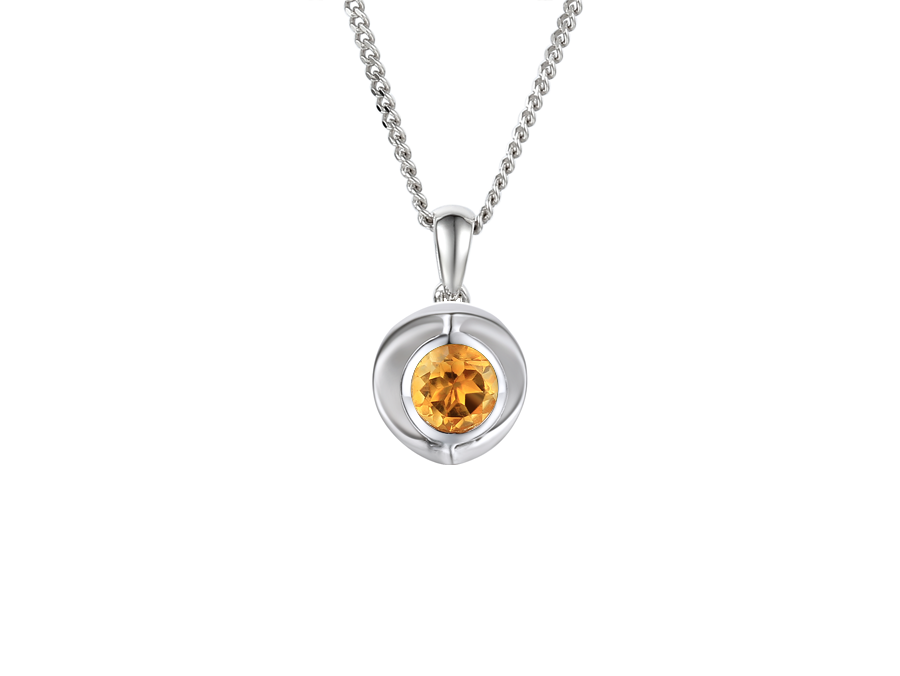 Amore Argento Sterling Silver Citrine Open Necklace