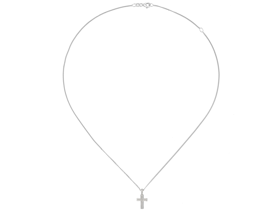 Amore Argento Sterling Silver Micro CZ Set Cross Pendant