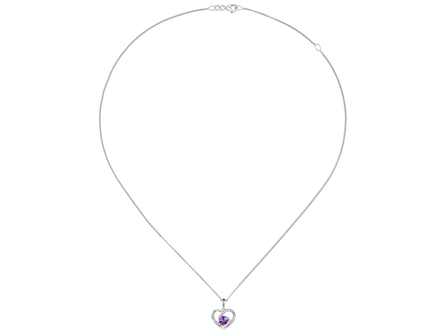 Amore Argento Sterling Silver Amethyst & CZ Heart Pendant